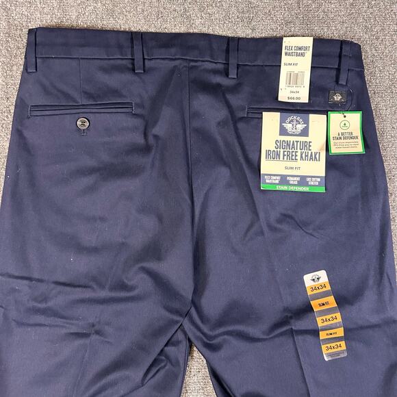 NWT Dockers Khakis Men's 34x34 Blue Slim Fit Flex Comfort Iron Free Dress Pants - Picture 2 of 12